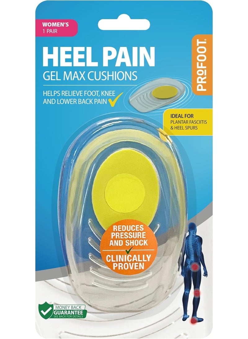 ProFoot Gel Max Cushions For Heel Pain Women'S Heel Cushions Gel Pad Cushions Ideal For Heel Spur Plantar Fasciitis Knee & Back Pain Reduces Pressure And Absorbs Shock - Image 1