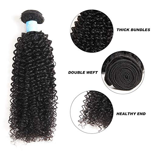BLY 7A Mongolian Kinky Curly Human Hair Bundles 8/10/12 Inch Unprocessed Hair Weave Weft for Black Women Natural Color - Image 3