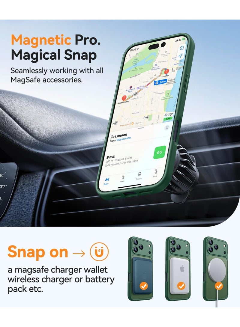 ESCASE Magnetic Cover for iPhone 17 Pro 6.3 Inch, MagSafe Compatible, Full Camera Protection, Translucent Matte Slim Protective Shockproof Case, Green - Image 4