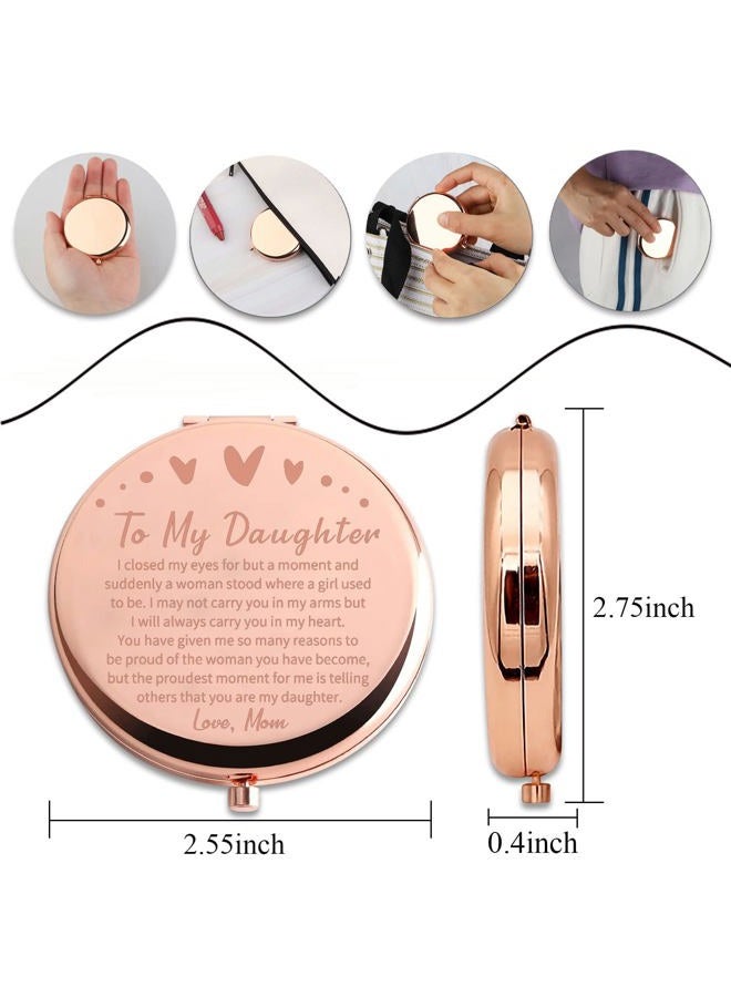 PLITI to My Daughter Compact Mirror from Mom Dad Daughter Graduation Gift Daughter Inspirational Pocket Mirror (Daughter Closed MMrg) - Image 2