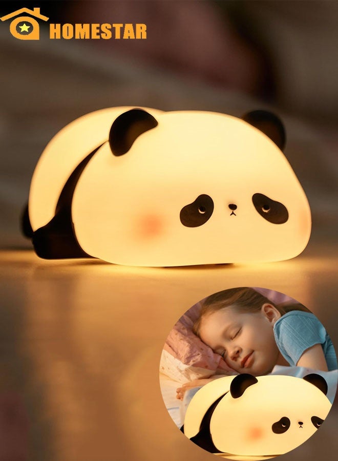 HOMESTAR Panda Night Lamp for Children, 3 Light Modes, Nursing Light, Touch Control, Silicone Night Light, USB Rechargeable - Image 1