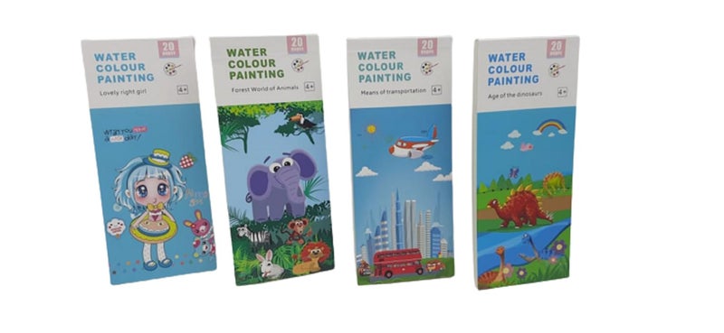 ArtBee مجموعة ArtBee من 3 كتب تلوين مع 3 مجموعات من الصور وألوان مائية وفرشاة رسم (وردي) - Image 1