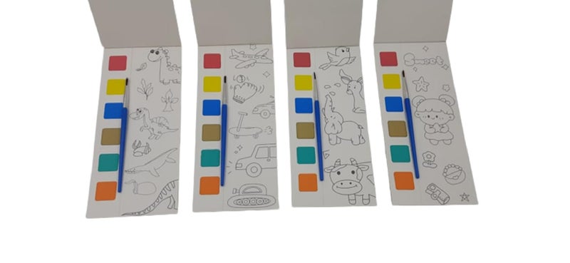 ArtBee مجموعة ArtBee من 3 كتب تلوين مع 3 مجموعات من الصور وألوان مائية وفرشاة رسم (وردي) - Image 2