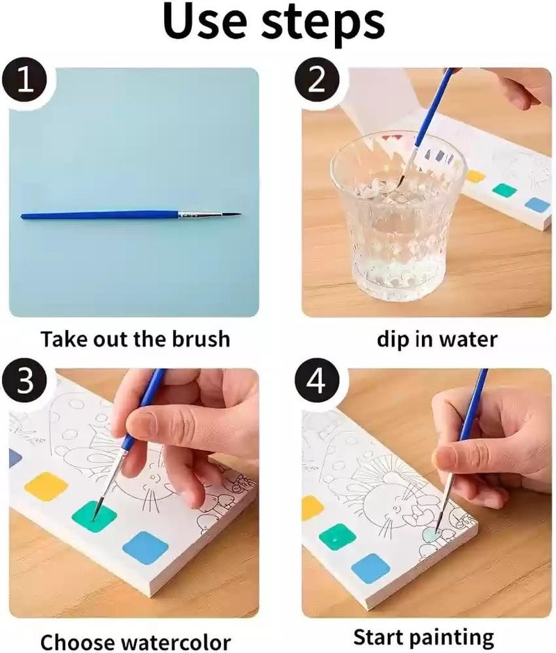 ArtBee مجموعة ArtBee من 3 كتب تلوين مع 3 مجموعات من الصور وألوان مائية وفرشاة رسم (وردي) - Image 5