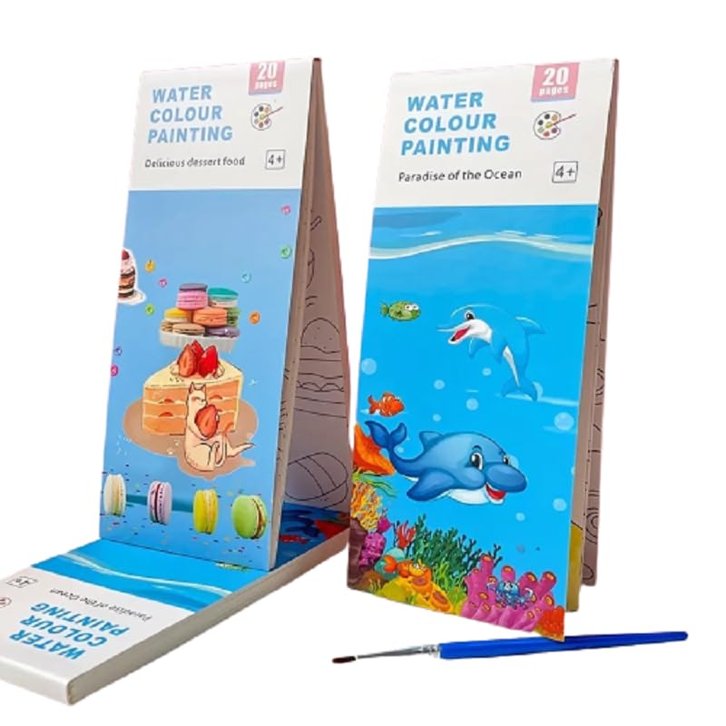 ArtBee مجموعة ArtBee من 3 كتب تلوين مع 3 مجموعات من الصور وألوان مائية وفرشاة رسم (وردي) - Image 4