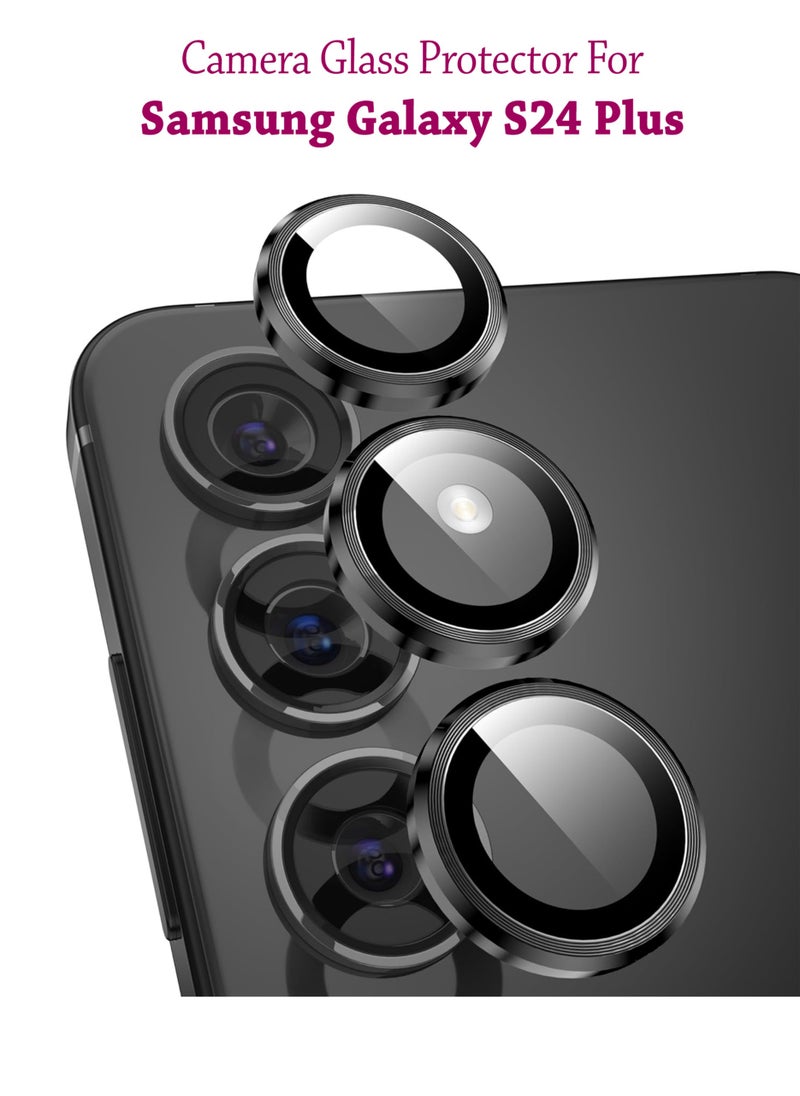 Waldic Camera Lens Glass Protector With Ring For Samsung Galaxy S24 Plus - Black  - Image 1