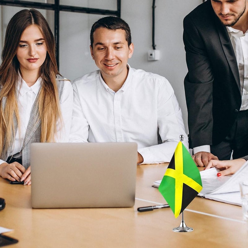 mflagperft Jamaica Flag Jamaican Flags, Small Mini Jamaican Desk Flag, Used for Table Office Classroom Home Patriotic Events Decorations - Image 4