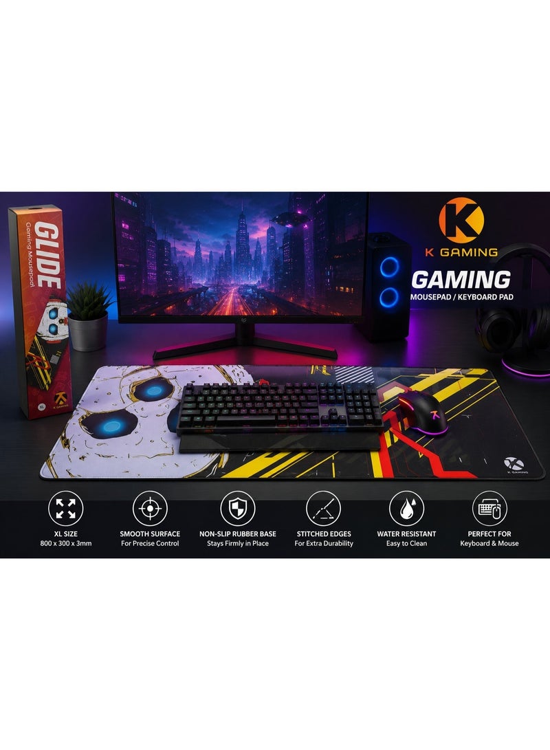 كي قيمنق لوحة ماوس الألعاب الموسعة K Gaming Cyborg XL بسطح انزلاقي ناعم وحواف مخيطة، متعددة الألوان - Image 1