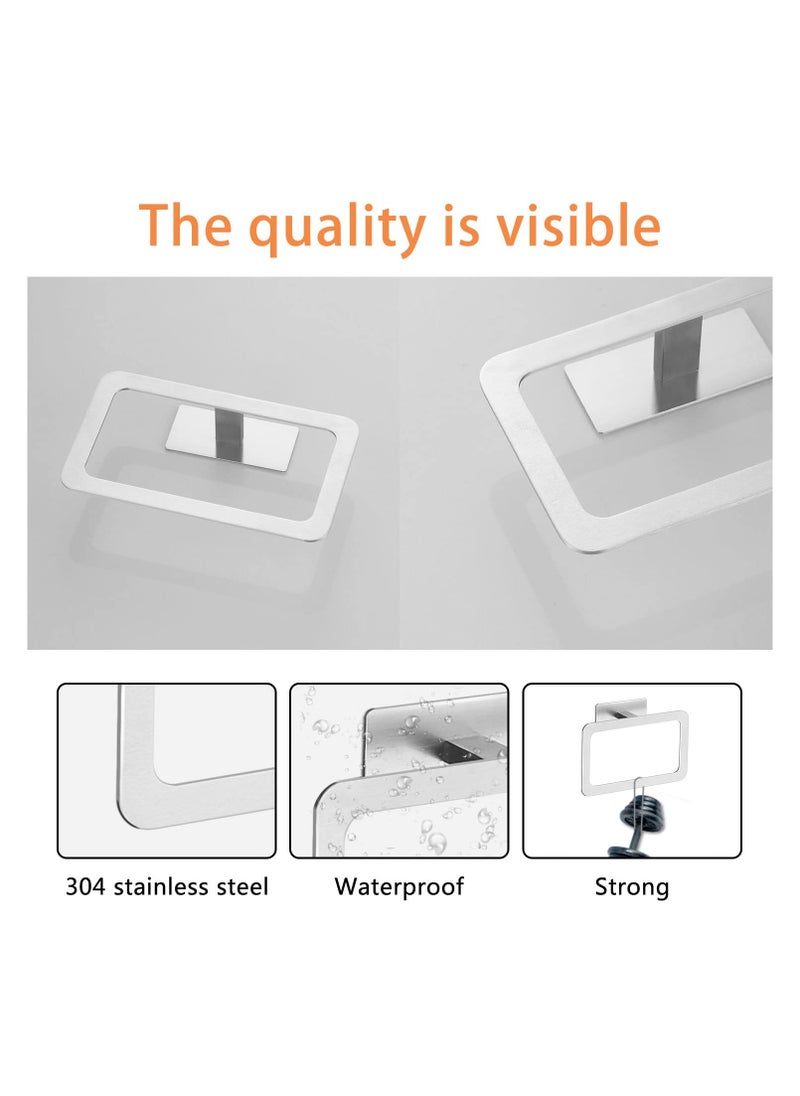 SYOSI Adhesive Towel Ring, Self Adhesive Hand Towel Ring Stainless Steel Rustproof Bathroom Towel Holder Wall Mount SUS 304 Stainless Steel Matte Black, Kitchen, Bathroom Hand Towel Holder  - Image 3