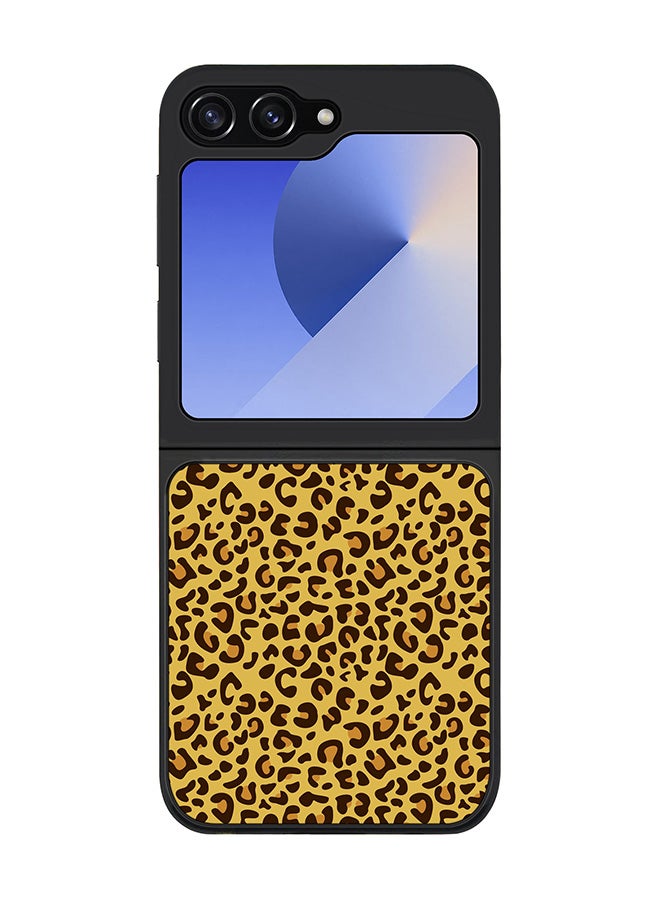 Stylizedd Rugged Black edge case for Samsung Galaxy Z Flip7 FE, Slim fit Soft Case Flexible Anti Drop TPU Gel Thin Cover -  Leopard Skin Print - Image 1