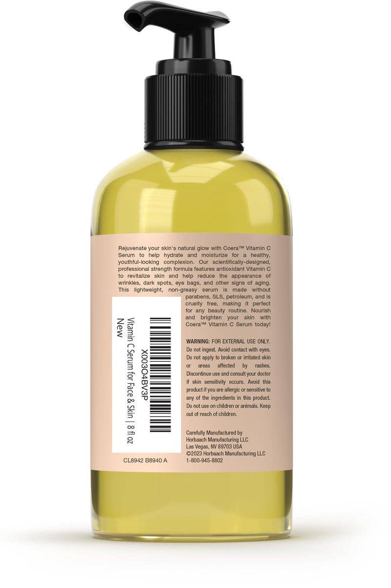 Coera Vitamin C Face Serum | 8 Ounces | Hydrating Serum for Dark Spots | Paraben & SLS Free - Image 3