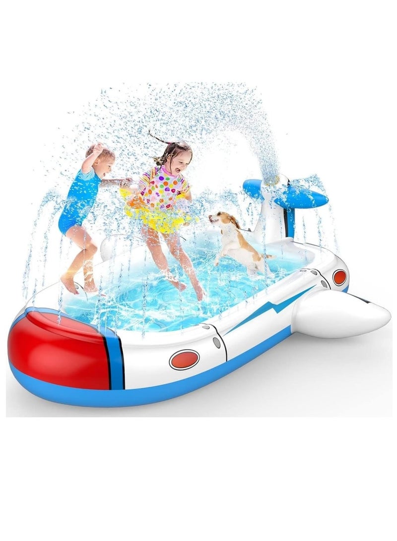 BESTPEAK Kids Swimming Pool, Spaceship Spaceship Splash Pad for Toddlers Ages 4-8, 70 Inch Inflatable 3 in 1 Swim Mat for Kids, Kids Backyard and Outdoor Sprinkler Play Mat for Baby Wading Pool (Rocket)  - Image 1