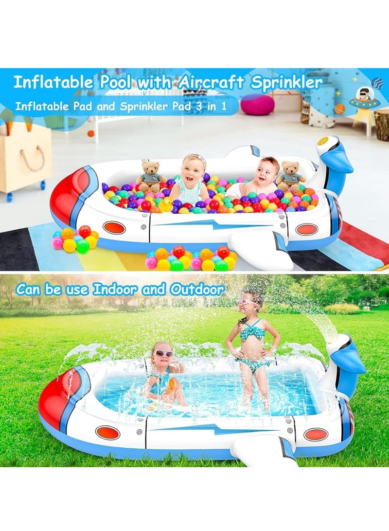 BESTPEAK Kids Swimming Pool, Spaceship Spaceship Splash Pad for Toddlers Ages 4-8, 70 Inch Inflatable 3 in 1 Swim Mat for Kids, Kids Backyard and Outdoor Sprinkler Play Mat for Baby Wading Pool (Rocket)  - Image 2