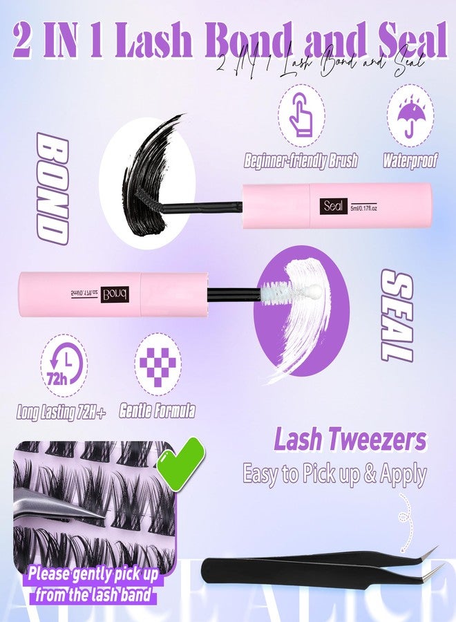 ALICE Wispy Lash Clusters Kit Natural Fluffy Lash Extension Kit Cluster Eyelash Extension Kit 162pcs C Curl 10-18mm Eyelash Clusters with Lash Glue Bond and Seal Lash Tweezers - Image 4