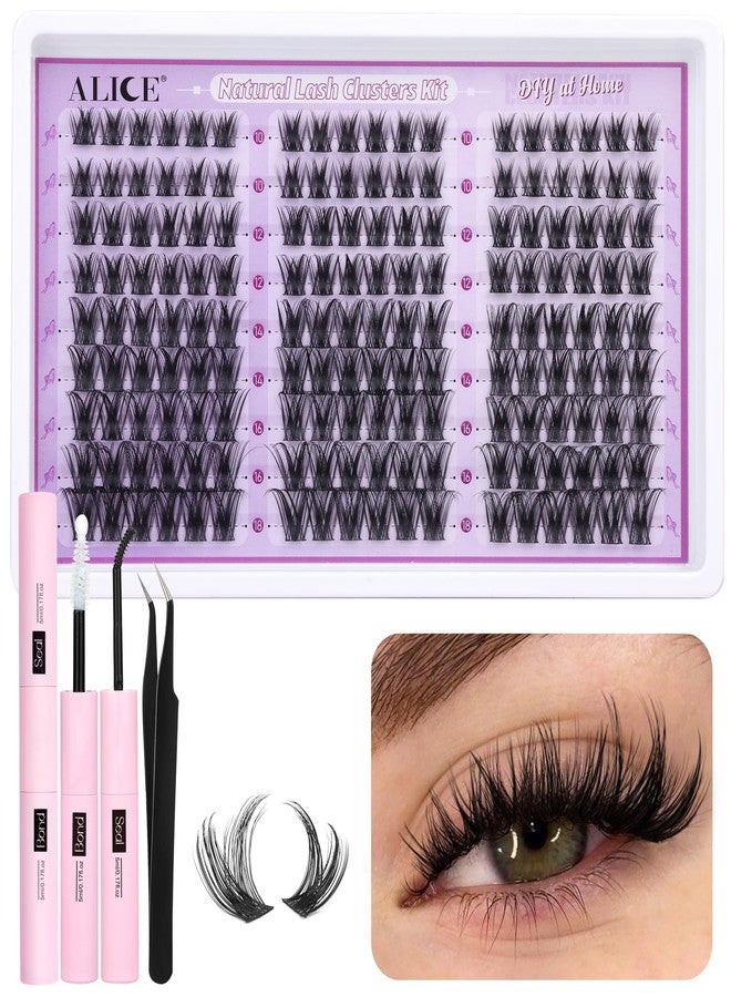 ALICE Wispy Lash Clusters Kit Natural Fluffy Lash Extension Kit Cluster Eyelash Extension Kit 162pcs C Curl 10-18mm Eyelash Clusters with Lash Glue Bond and Seal Lash Tweezers - Image 1
