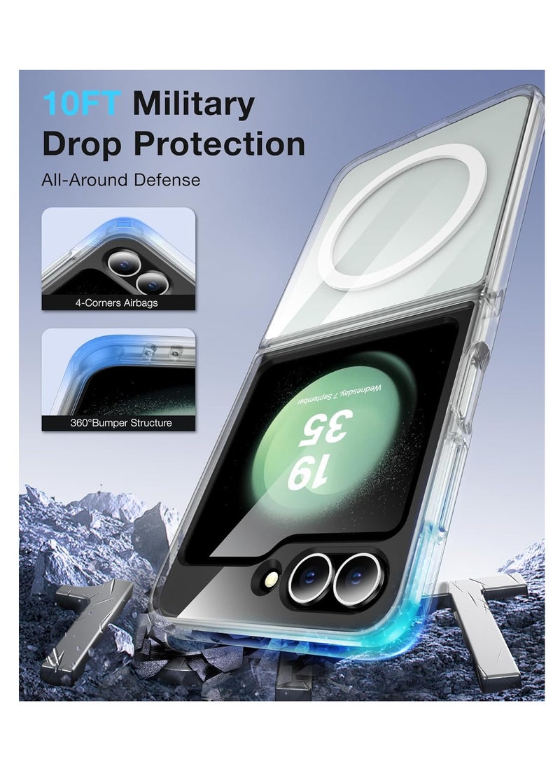Magnetic Case for Samsung Galaxy Z Flip 6 [Compatible with MagSafe] [Anti-Yellowing ]with Soft Silicone Bumper for Samsung Flip 6 Cover Slim,Transparent - Image 3