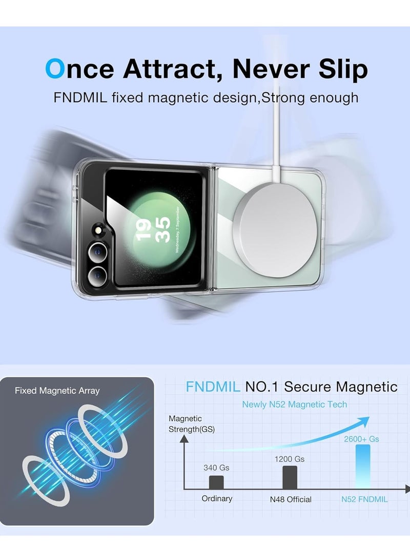 Magnetic Case for Samsung Galaxy Z Flip 6 [Compatible with MagSafe] [Anti-Yellowing ]with Soft Silicone Bumper for Samsung Flip 6 Cover Slim,Transparent - Image 4