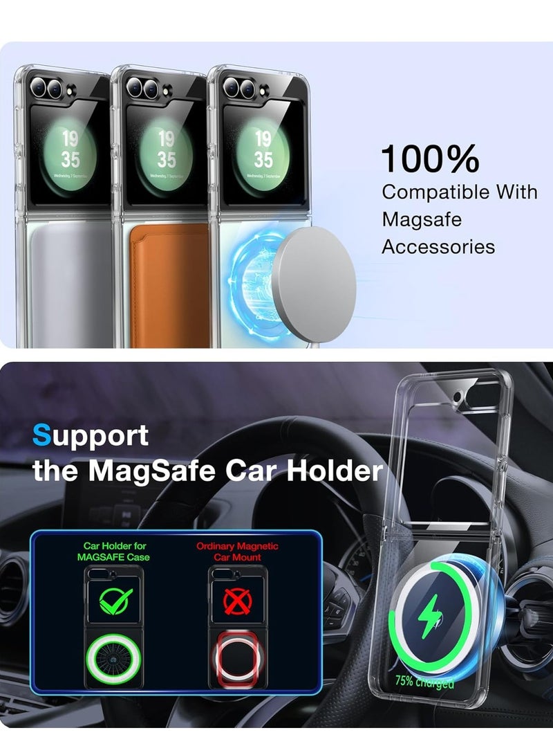 Magnetic Case for Samsung Galaxy Z Flip 6 [Compatible with MagSafe] [Anti-Yellowing ]with Soft Silicone Bumper for Samsung Flip 6 Cover Slim,Transparent - Image 5