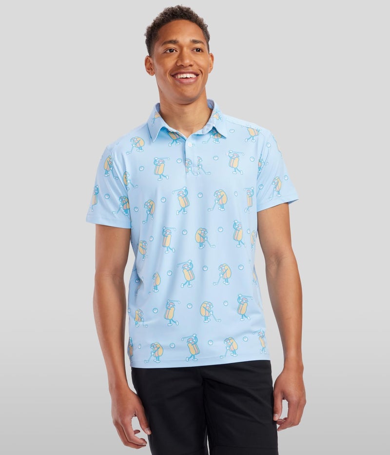 Tipsy Elves Men's Athletic Fit Performance Golf Shirt w/ 4-Way Stretch Moisture Wicking Fabric, Blue Sizzlin' Swing, Medium - Image 2