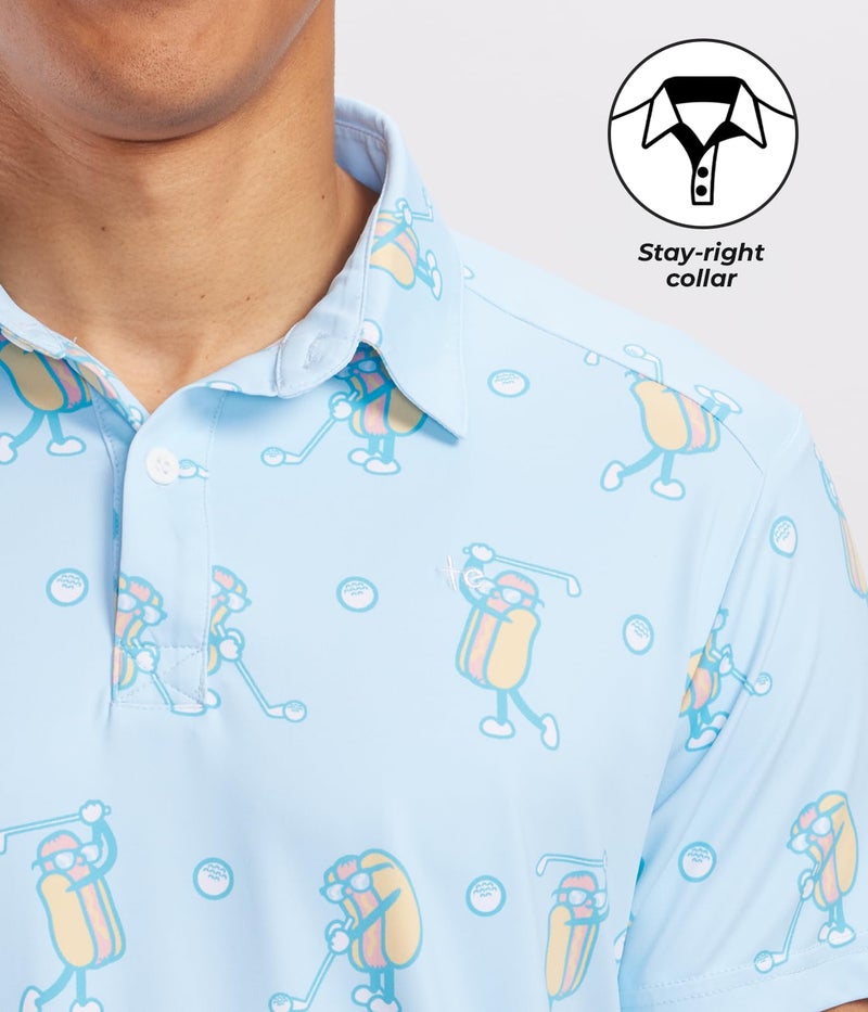 Tipsy Elves Men's Athletic Fit Performance Golf Shirt w/ 4-Way Stretch Moisture Wicking Fabric, Blue Sizzlin' Swing, Medium - Image 5