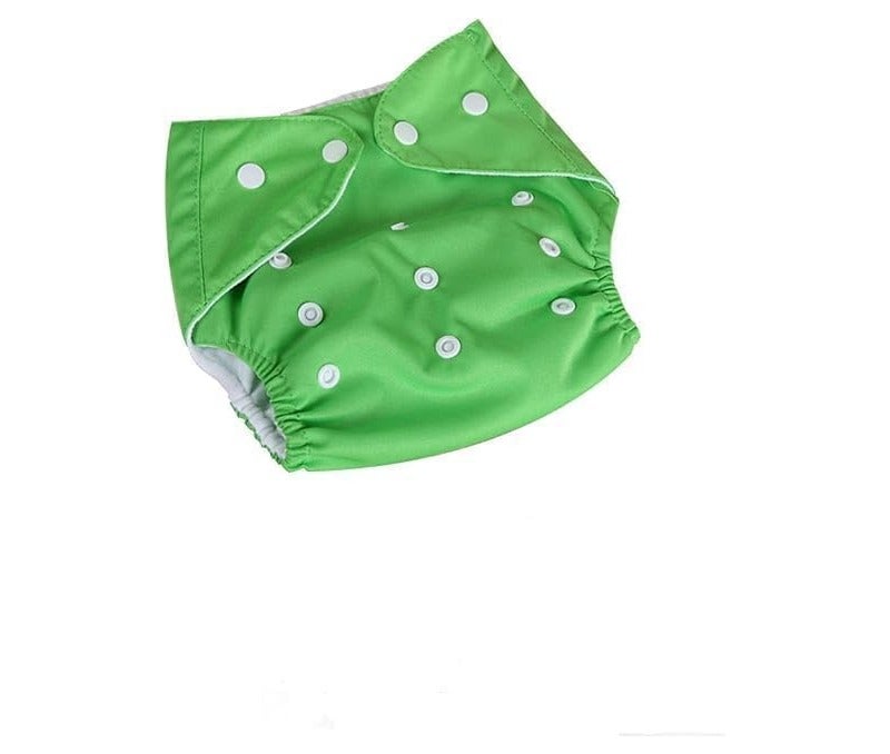 Baby Cloth Diaper Reusable Cotton Pocket Nappy, Adjustable Washable Waterproof & Breathable with Soft Insert, 0-3 Years (Green) - Image 1