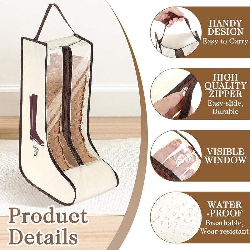 KASTWAVE Set of 2 Premium Boot Storage Bags, Portable Dustproof Footwear Organizer for Home Use and Travel Packing, Tall and Short Sizes - Image 2