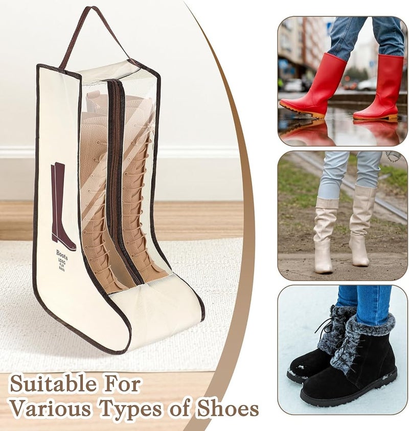 KASTWAVE Set of 2 Premium Boot Storage Bags, Portable Dustproof Footwear Organizer for Home Use and Travel Packing, Tall and Short Sizes - Image 5