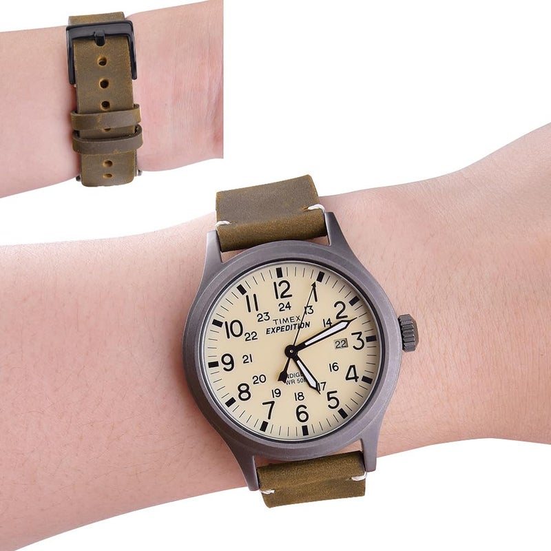 Ritche أحزمة ساعة جلدية أصلية كلاسيكية 22 مم مع إطلاق سريع، أحزمة جلدية عتيقة متوافقة مع ساعة فوسيل للرجال، هدايا الفيل الأبيض، هدايا صغيرة للرجال - Image 5