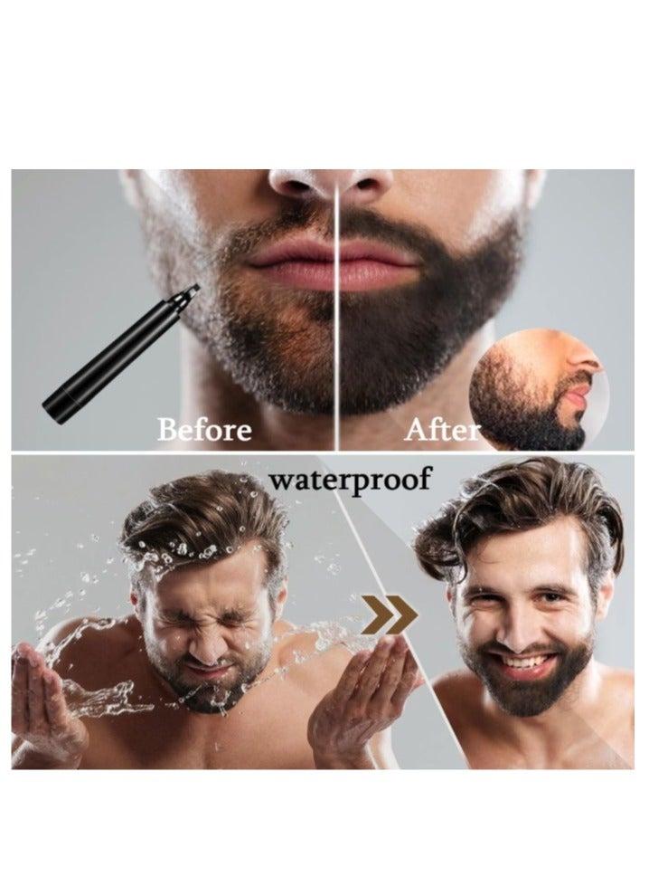 Beard Filler Pen Set, 2 Beard Filler Pens with Beard Brush, Black Beard Pencils, Eyebrow Pencils, Waterproof, Effective Improvement Facial Hair, Beard Pen for Moustache u0026 Eyebrows - Image 5
