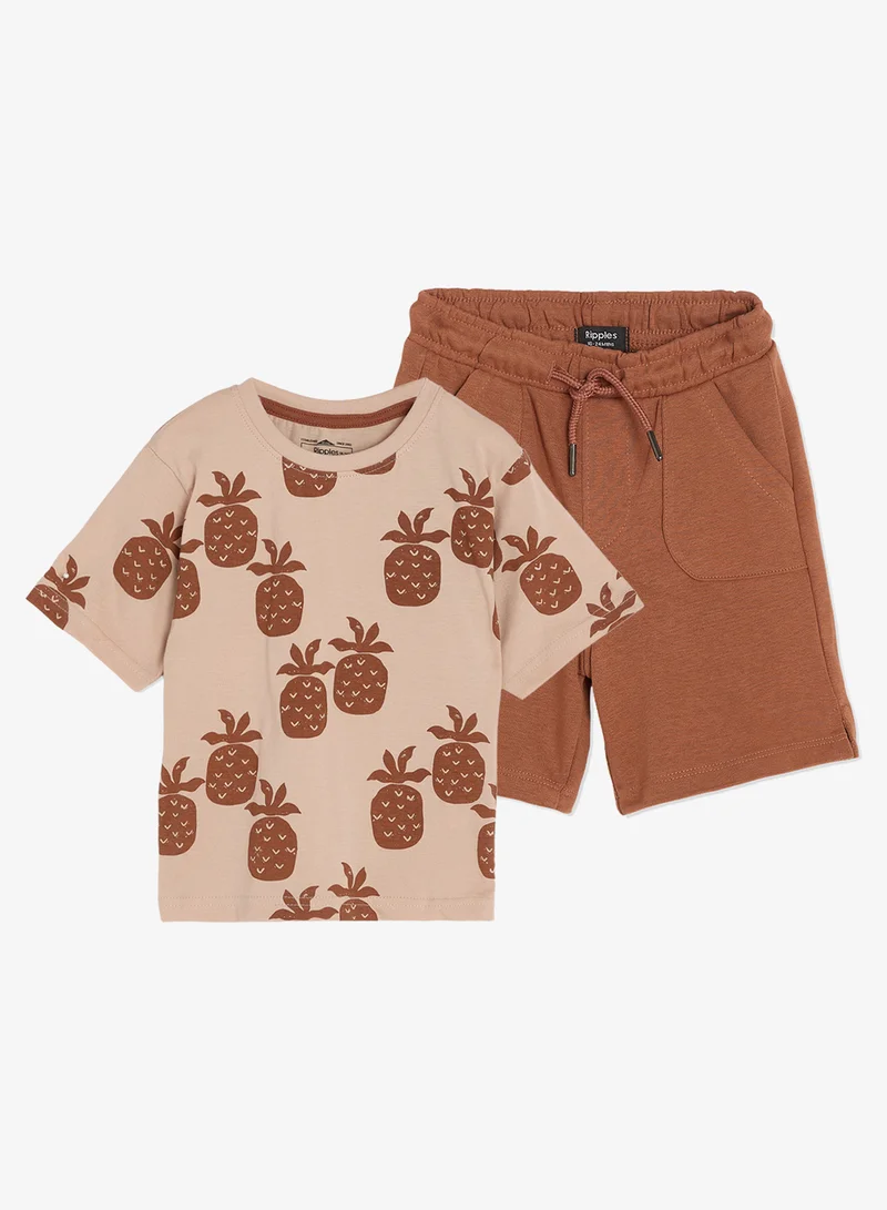 ريبلز مع نمشي Boys Drop Shoulder T-shirt & Shorts Set