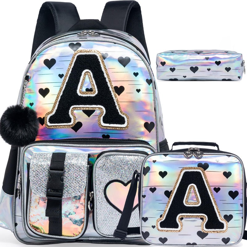 Meetbelify Backpack for Girls Backpacks with Lunch Box Pencil Case for Elementary Student Kids School Travel Bag for Girls Ages 68 Years Old Black A - Image 2