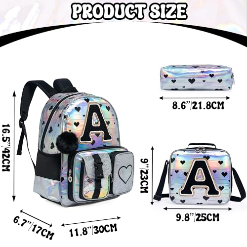 Meetbelify Backpack for Girls Backpacks with Lunch Box Pencil Case for Elementary Student Kids School Travel Bag for Girls Ages 68 Years Old Black A - Image 3