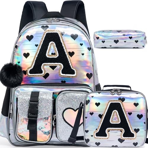 Meetbelify Backpack for Girls Backpacks with Lunch Box Pencil Case for Elementary Student Kids School Travel Bag for Girls Ages 68 Years Old Black A - Image 1