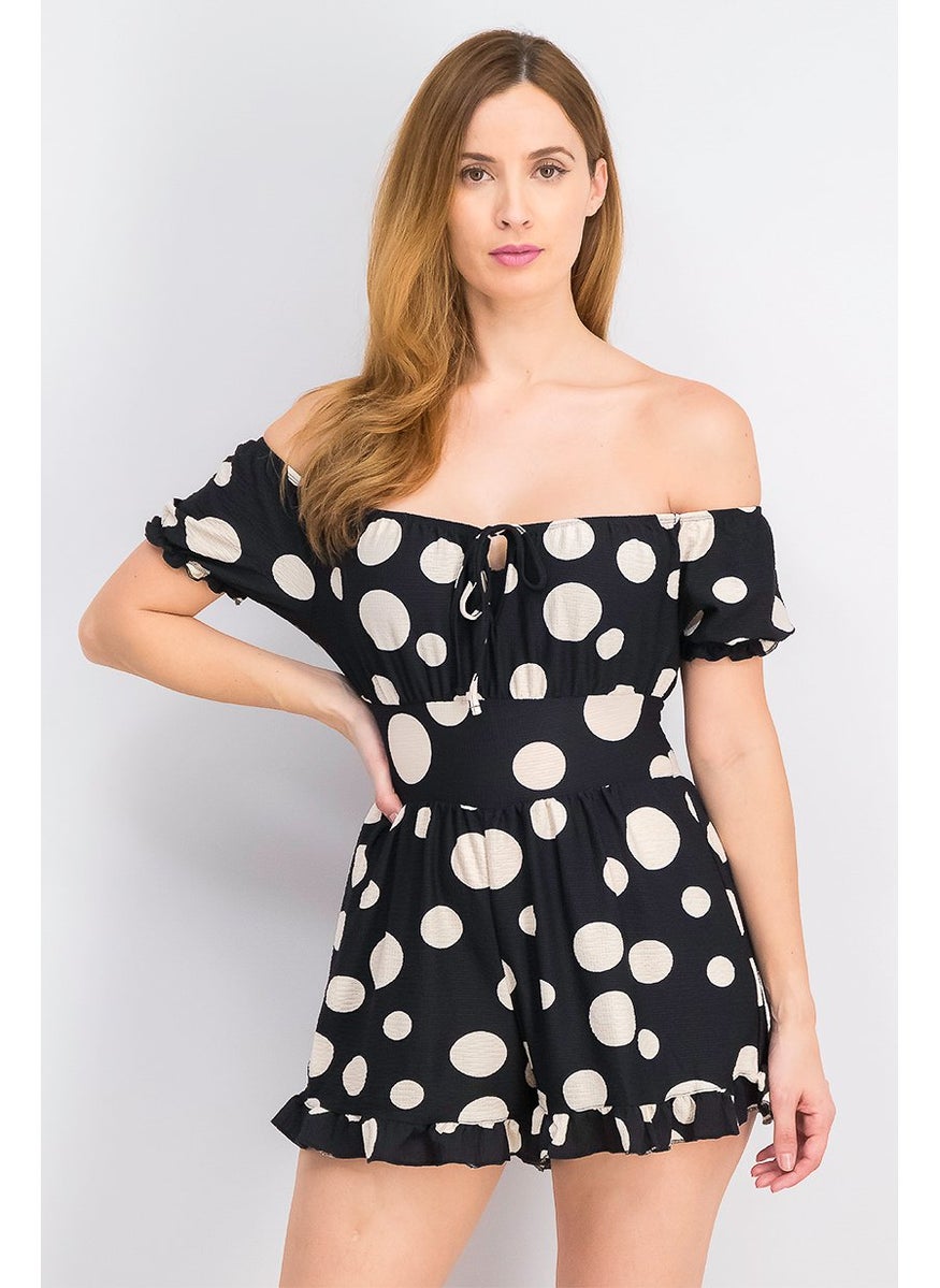 Women Petite Polka Dot Short Sleeve Playsuit, Black and White - pzsku/ZC5A33749B21B2AAC6821Z/45/_/1724351219/462a95db-356e-4966-9f91-b005f0d1a157