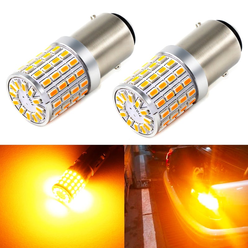 مصابيح LED فائقة السطوع PHINLION 2057 1157 برتقالية صفراء 3014 72SMD 1034 2357 7528 لمؤشر الإشارة ومصابيح الانتظار ومصابيح العلامة الجانبية باللون الكهرماني الأصفر