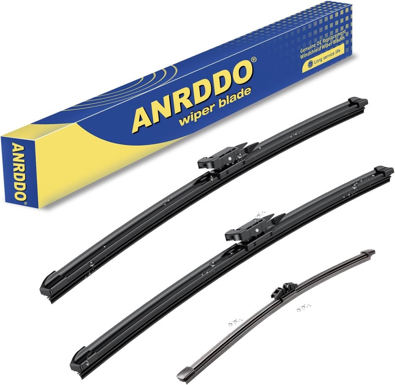 ANRDDO مجموعة استبدال ANRDDO لمساحات زجاج أمامي لسيارات فورد إكسبلورر 2011-2018، مجموعة شفرات مساحات أمامية وخلفية أصلية مقاس 26"+22"+11" (مجموعة من 3) علامة ضغط تصميم مريح للمستخدم - Image 1