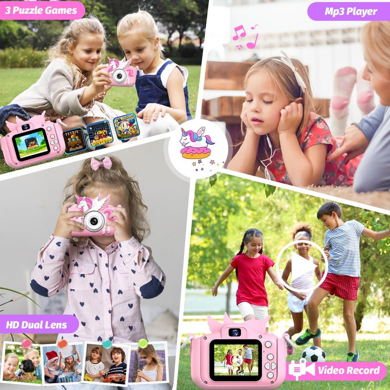 Cimizi Upgrade Kids Camera for Boys Girls, Toddler Digital Selfie Camera with Cute Protective Cover and 32G SD Card, Christmas Birthday Gifts Toys for 3 4 5 6 7 8 9 10 11 12 Years Old Little Girls and Boys - Image 5