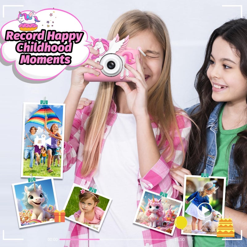 Cimizi Upgrade Kids Camera for Boys Girls, Toddler Digital Selfie Camera with Cute Protective Cover and 32G SD Card, Christmas Birthday Gifts Toys for 3 4 5 6 7 8 9 10 11 12 Years Old Little Girls and Boys - Image 4