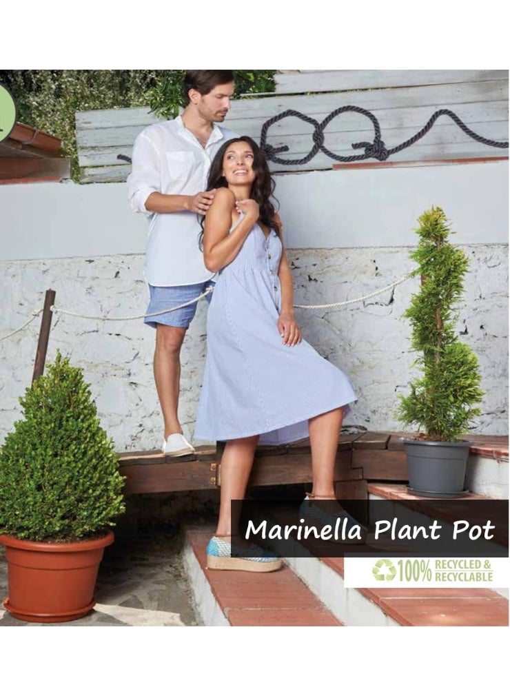 أيدل وعاء زهور دائري كبير مع صحن بالتعرض 50 سم – وعاء زينة داخلي خارجي للبلكونة، السطح، الحديقة والمنزل – حاوية نباتات بلاستيكية متينة NOVA - مصنوعة في إيطاليا - بواسطة إيديل - Image 2