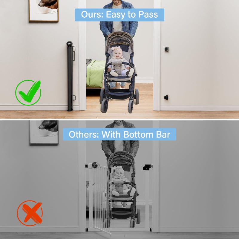 PRObebi Retractable Baby & Dog Gate - Extends to 72" Wide, 34" Tall, for Stairs, Doorways, Hallways, Outdoor, Deck, Porch - Image 2