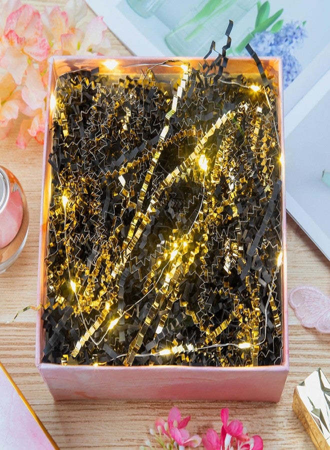 Caleihd 5.3oz Crinkle Cut Paper Shredded Paper for Gift Baskets Gift Boxes Filler, Wedding Birthday Christmas Easter Valentine’s Packing Wrapping Paper Gold&Black - Image 3