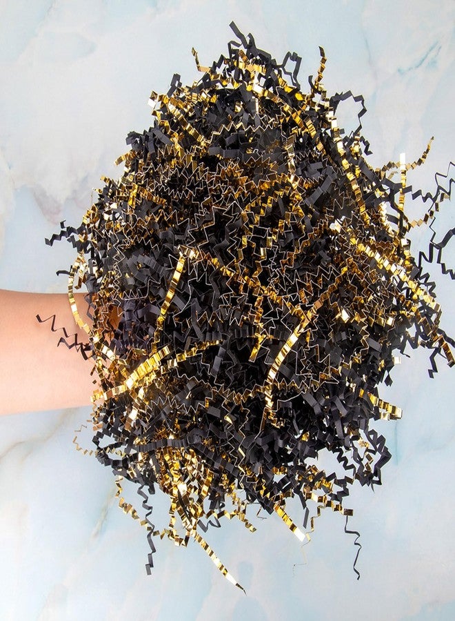 Caleihd 5.3oz Crinkle Cut Paper Shredded Paper for Gift Baskets Gift Boxes Filler, Wedding Birthday Christmas Easter Valentine’s Packing Wrapping Paper Gold&Black - Image 5