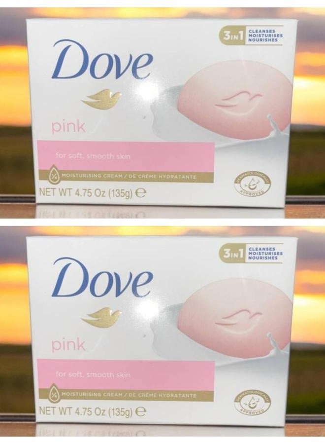 Dove Classic Pink Moisturizing Beauty Bar Soap Mild Skin Cleanser 2 Pcs 2*135 g - Image 1