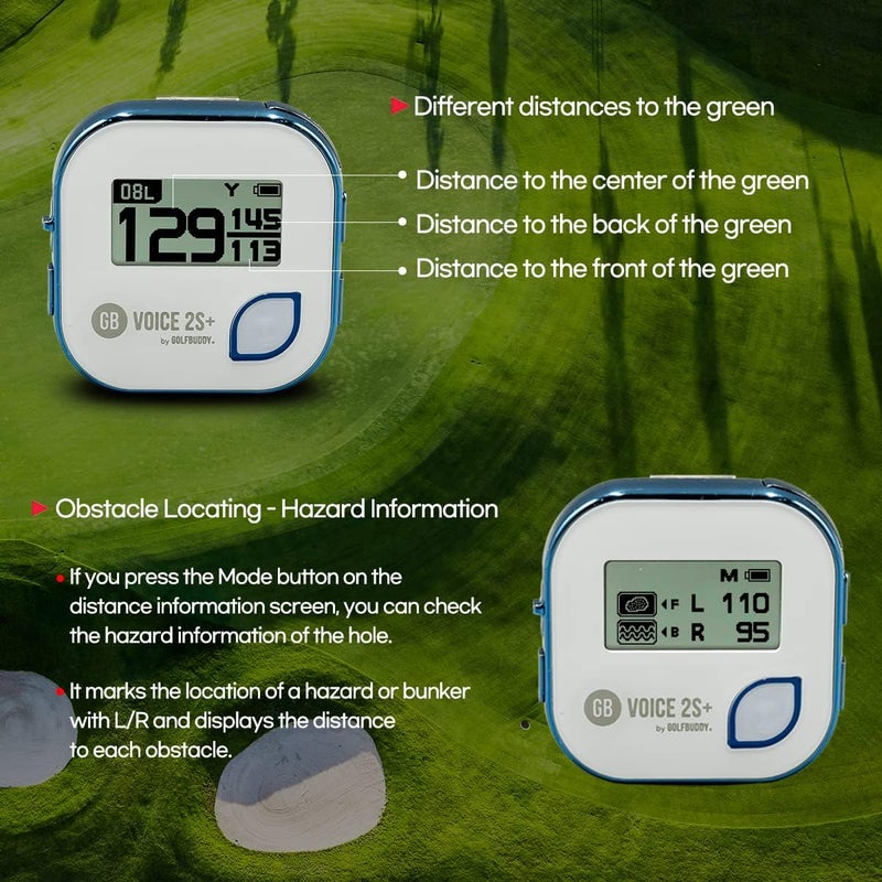Golf Buddy جهاز قياس المسافة جي بي إس GOLFBUDDY Voice 2S+ المتحدث، للتعليق على قبعة، نظام ملاحة جولف، وضع الميل تشغيل/إيقاف، عمر بطارية 18 ساعة، قياس مسافة الضربة، محمل مسبقًا بـ 40,000 دورة حول العالم (أزرق) - Image 3
