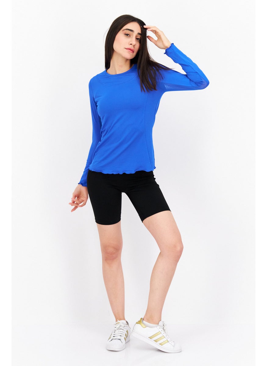 X by Gottex - Women Sportswear Fit Long Sleeve Training Top, Royal Blue - Image 1
