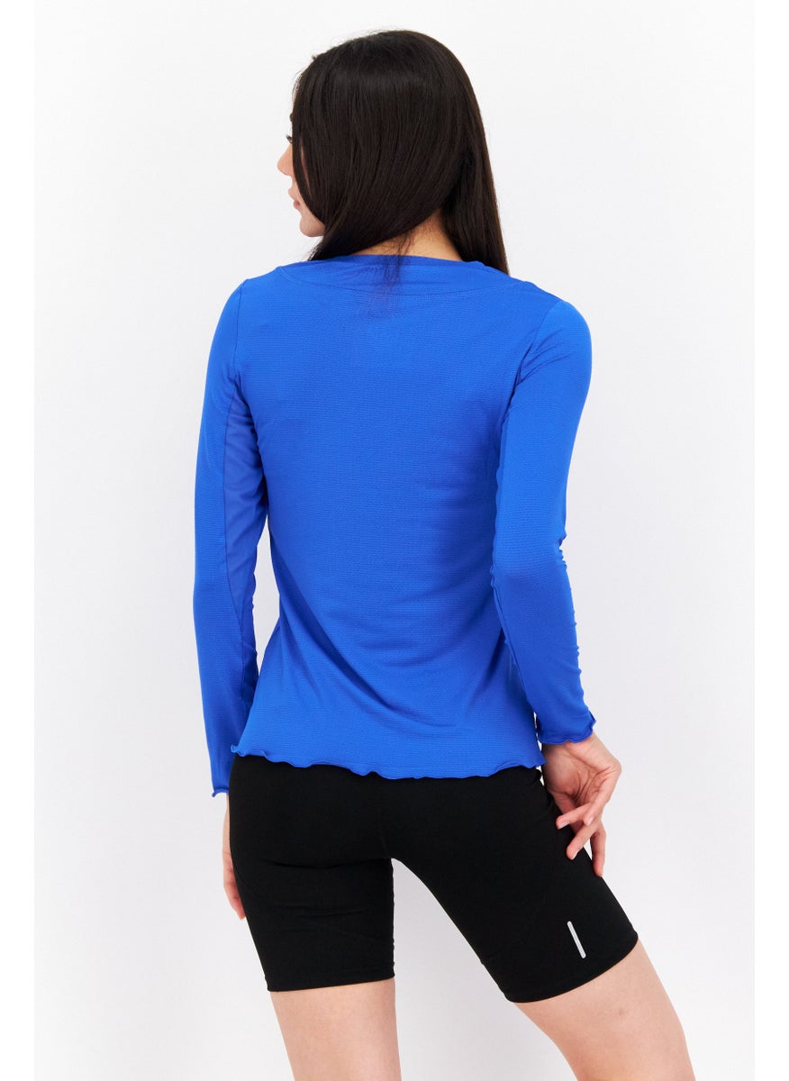 X by Gottex - Women Sportswear Fit Long Sleeve Training Top, Royal Blue - Image 1