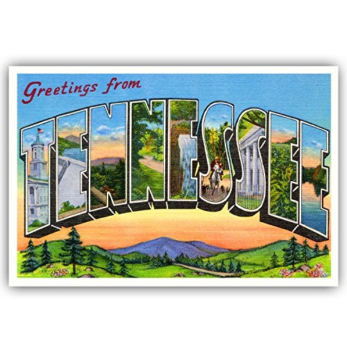 Postcard Fair GREETINGS FROM TENNESSEE vintage reprint postcard set of 20 identical postcards. Large letter US state name post card pack (ca. 1930's-1940's). Made in USA. - Image 5