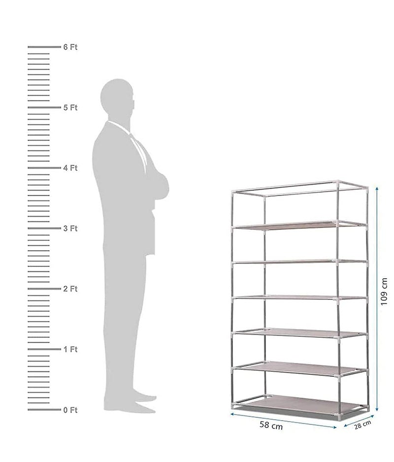 Jaffix Multipurpose Baby Wardrobe/Cabinet/Multipurpose Storage Rack, Foldable, Collapsible Fabric Wardrobe Organizer for Clothes (Plastic and Non Woven Fabric) (6- Layer, Maroon) - Image 3