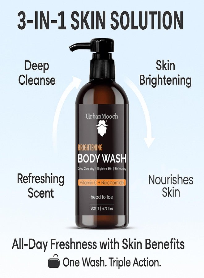 إربان موتش مجموعة العناية الشخصية للرجال من أوربان موتش ٥ في ١ - غسول للجسم بفيتامين سي، زيت لنمو اللحية، كريم لتفتيح البشرة، مشط للحية وفرشاة لحية بشعيرات الخنزير البري | مجموعة كاملة للعناية باللحية والبشرة - Image 3