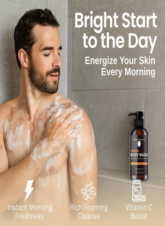 إربان موتش مجموعة العناية الشخصية للرجال من أوربان موتش ٥ في ١ - غسول للجسم بفيتامين سي، زيت لنمو اللحية، كريم لتفتيح البشرة، مشط للحية وفرشاة لحية بشعيرات الخنزير البري | مجموعة كاملة للعناية باللحية والبشرة - Image 2